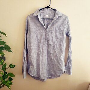 Gap Blue and White Striped Button Down Pullover XS